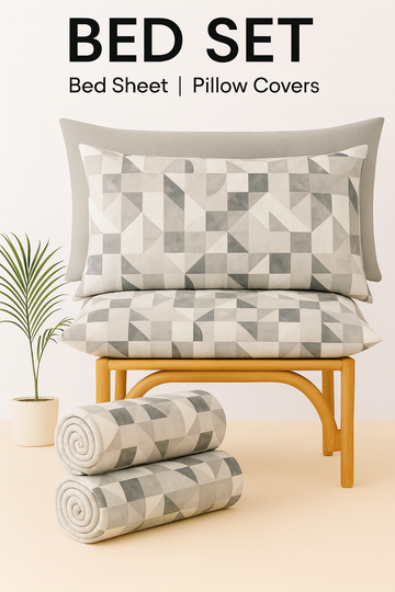 Urban Grey Black Geometric Bed Sheet