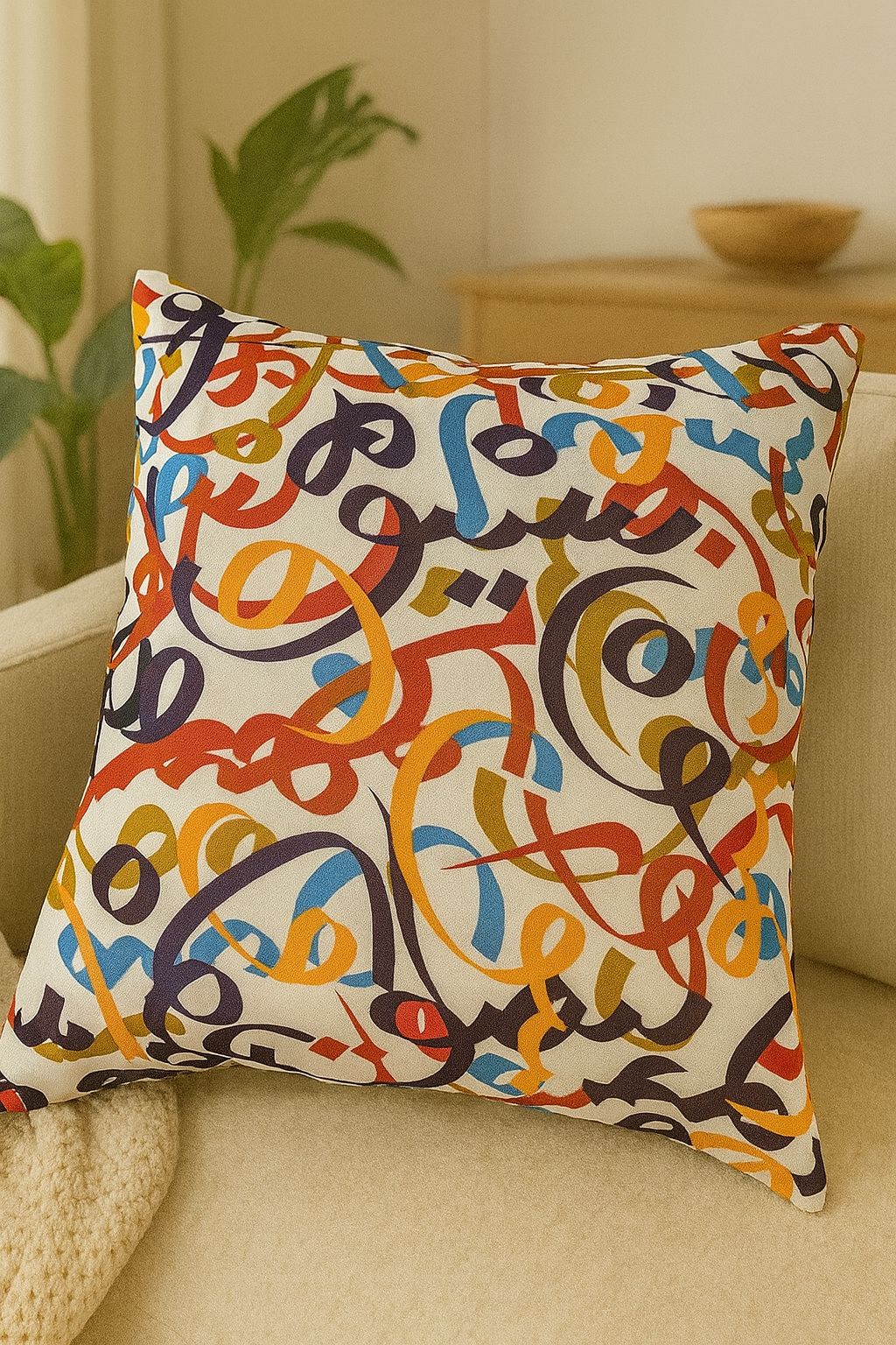 Color Calligraphy Cushion Cover