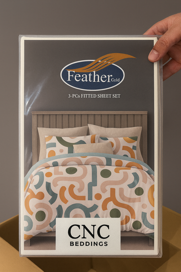 Feather Gold – Premium 3-Piece Fitted Bedsheet Set King Size