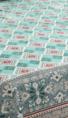 Premium Pure Cotton 3 Piece King Size Bed Sheet Set – Teal Geometric Printed Bedding