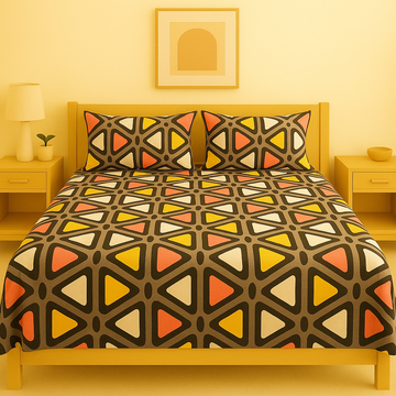 Modern Geo Pattern Fleece King Size Bed Sheet Set with 2 Pillow Covers