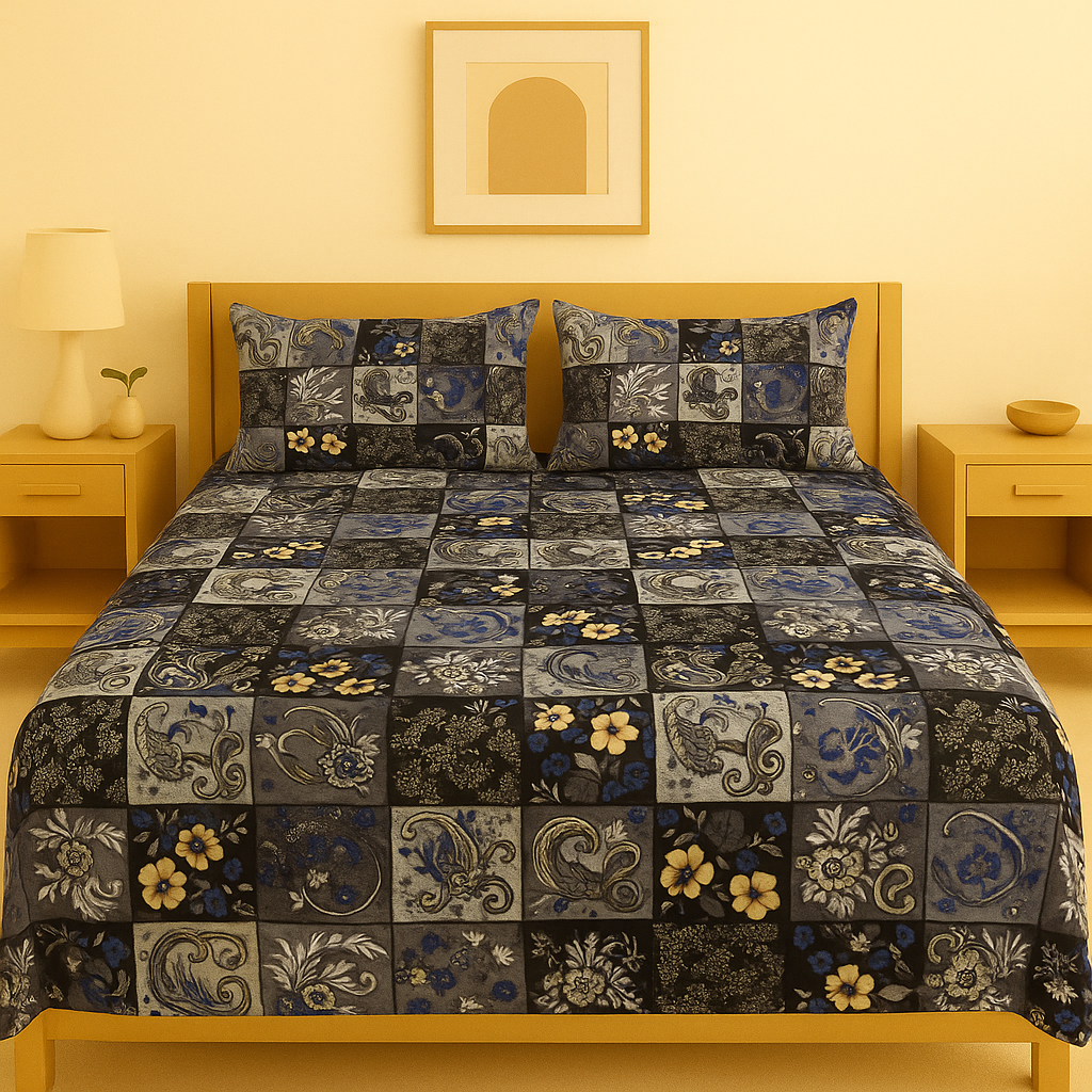 Classic Fleece King Size Bed Sheet Set with 2 Pillow Covers