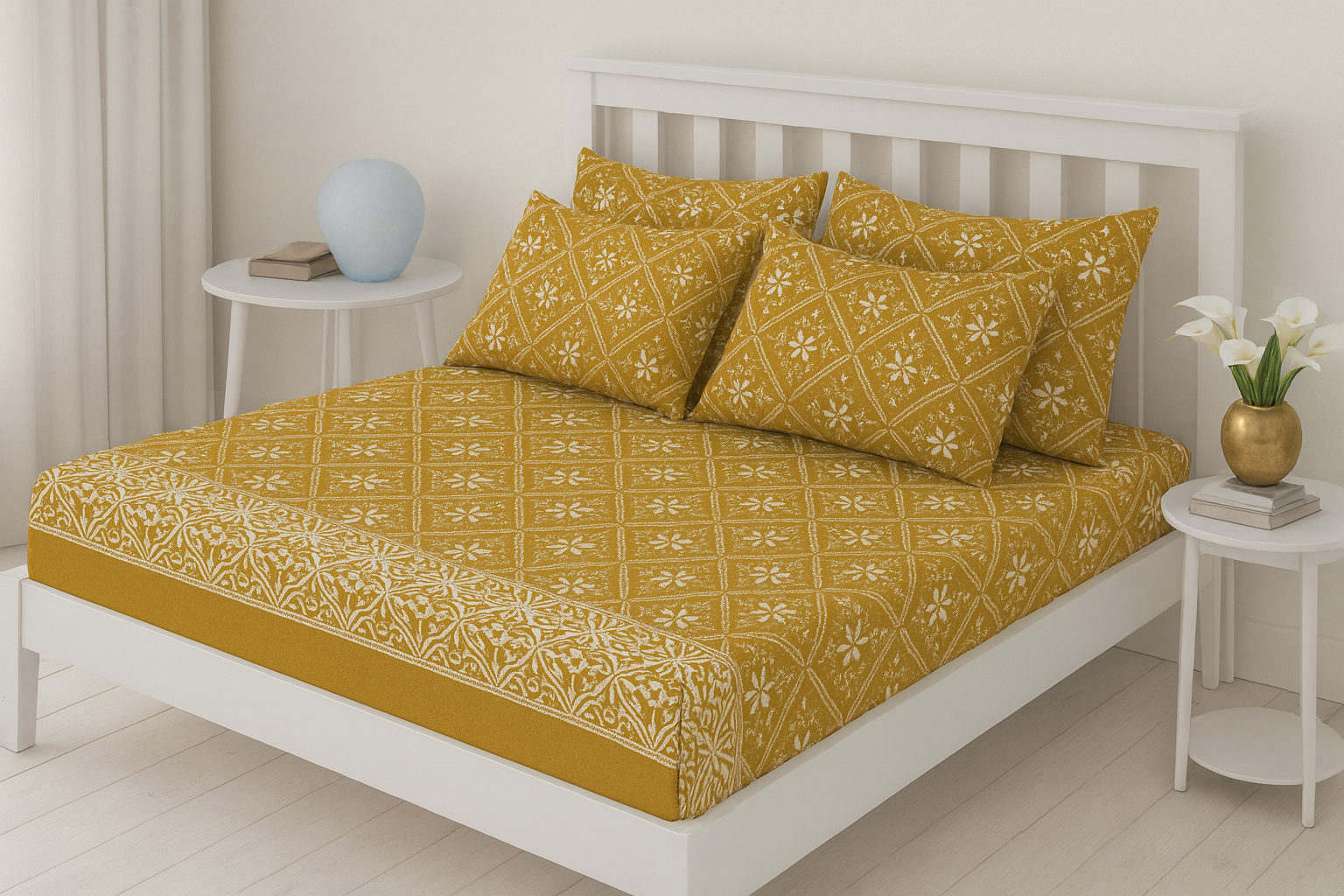 Bloom Premium Fitted Bed Sheet with Pillow Covers