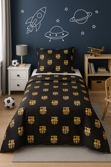 Black & Gold Football Club Single Bed Sheet Set