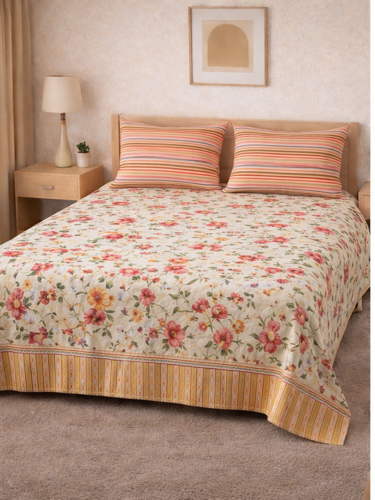 Royal Bloom Premium Double Bed Sheet Set – 3 Piece King Size Bedding