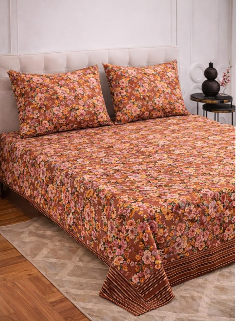 Mint Blossom Pure Cotton 3-Piece King Size Bed Sheet Set