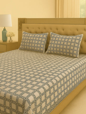 Black &White Geometric Bedsheet Set with 4pillow covers