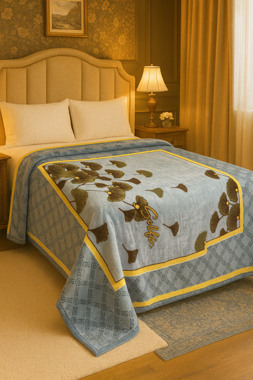🌼 Sky Blue Floral Blanket – King Size