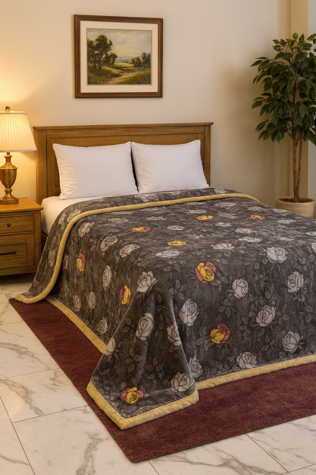 🛏️ Premium Floral Blanket Dual Sided– King Size