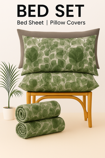 Export Quality Green Leafy Bed Set