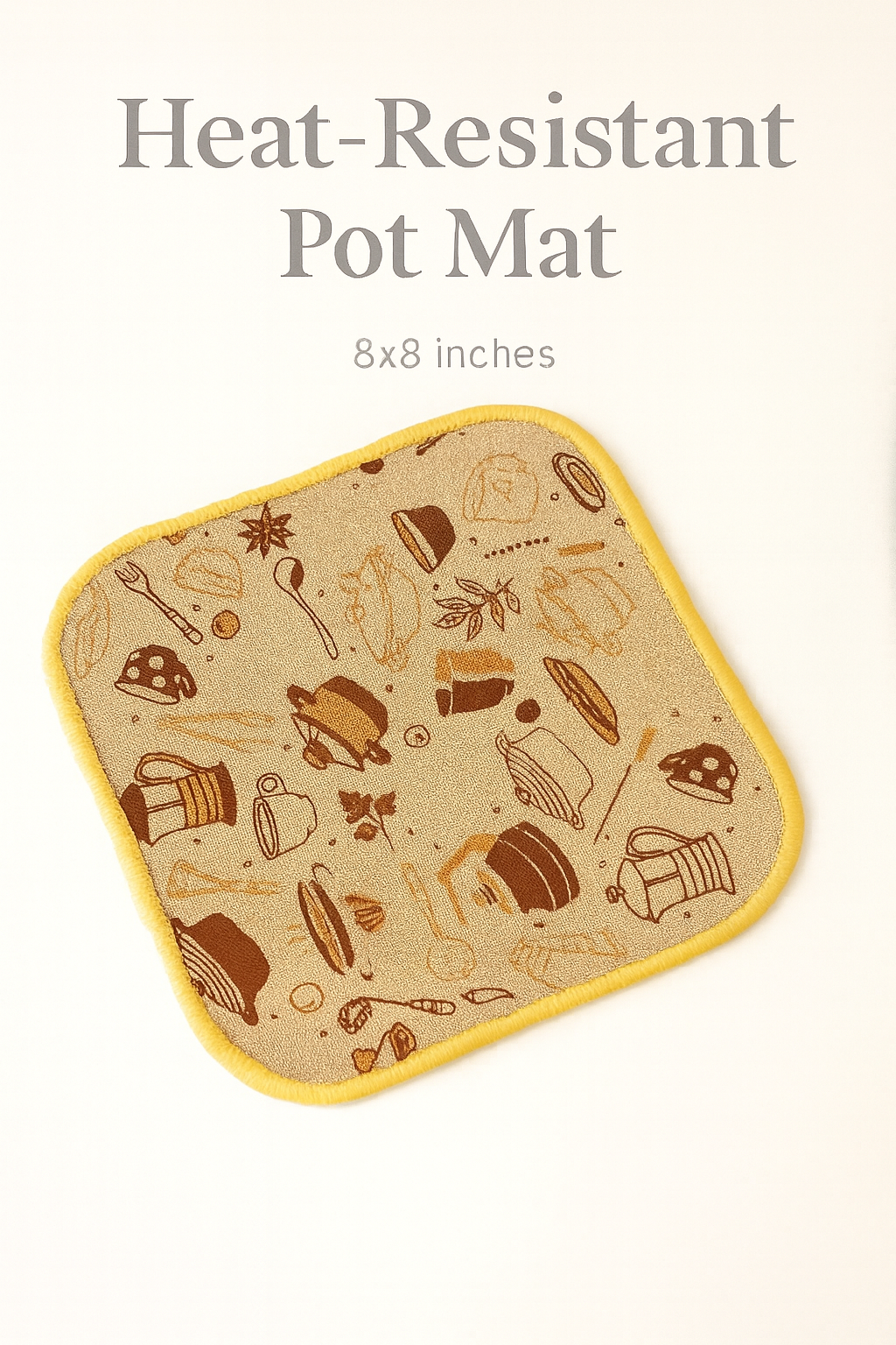 Heat-Resistant Dual-Side Pot Mat (8x8 Inches, Anti-Slip Rubber Back)