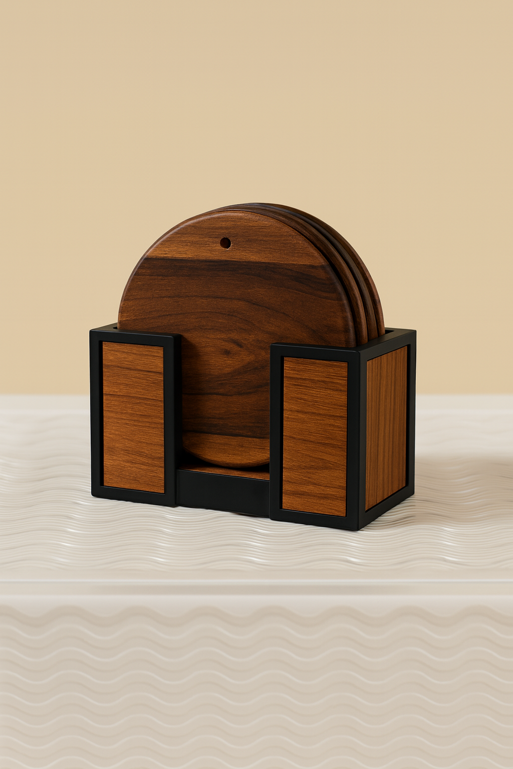 Luxury 6-Piece Wooden Coaster & Holder Set for Home Décor