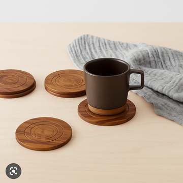 Luxury 6-Piece Wooden Coaster & Holder Set for Home Décor