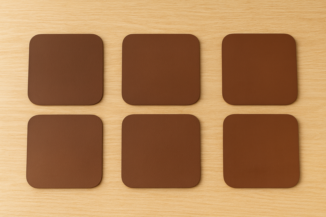 Modern Leather  Coaster Set with Non-Slip Surface – 6 Pieces