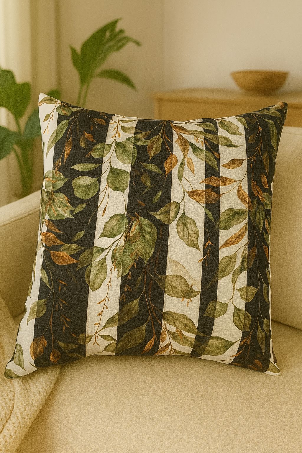 Leafy Stripes Cushion Covert