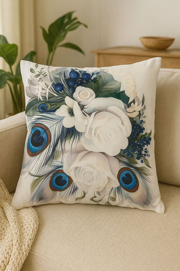 Peacock Elegance Cushion Cover