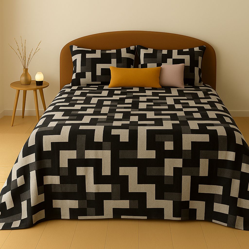 Urban Maze Fleece  Bedsheet Set (3 Pcs) – Ultra Soft & Cozy