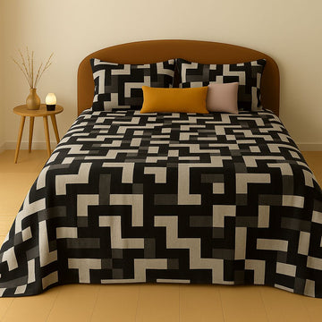 Urban Maze Fleece  Bedsheet Set (3 Pcs) – Ultra Soft & Cozy