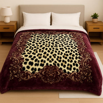 ✨ Royal Leopard Velvet  Blanket – King Size Luxury Comforter
