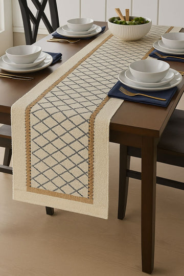 Classic Checker Woven Table Runner – 72 Inches