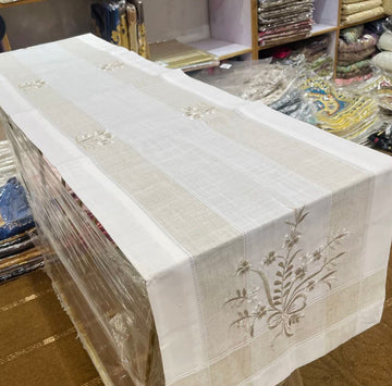 Elegant Cotton Embroidered Table Runner – 72 Inches