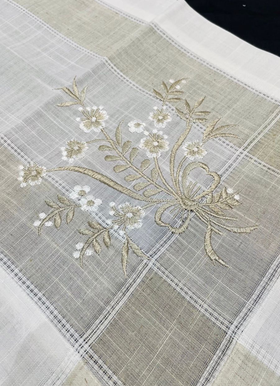Elegant Cotton Embroidered Table Runner – 72 Inches