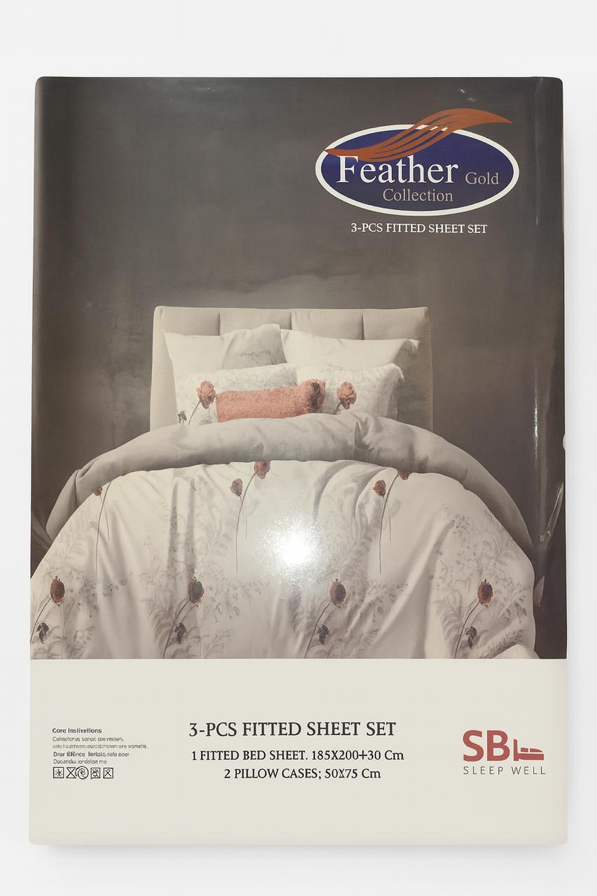Feather Gold – Premium 3-Piece Fitted Bedsheet Set King Size