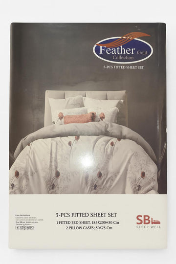 Feather Gold – Premium 3-Piece Fitted Bedsheet Set King Size