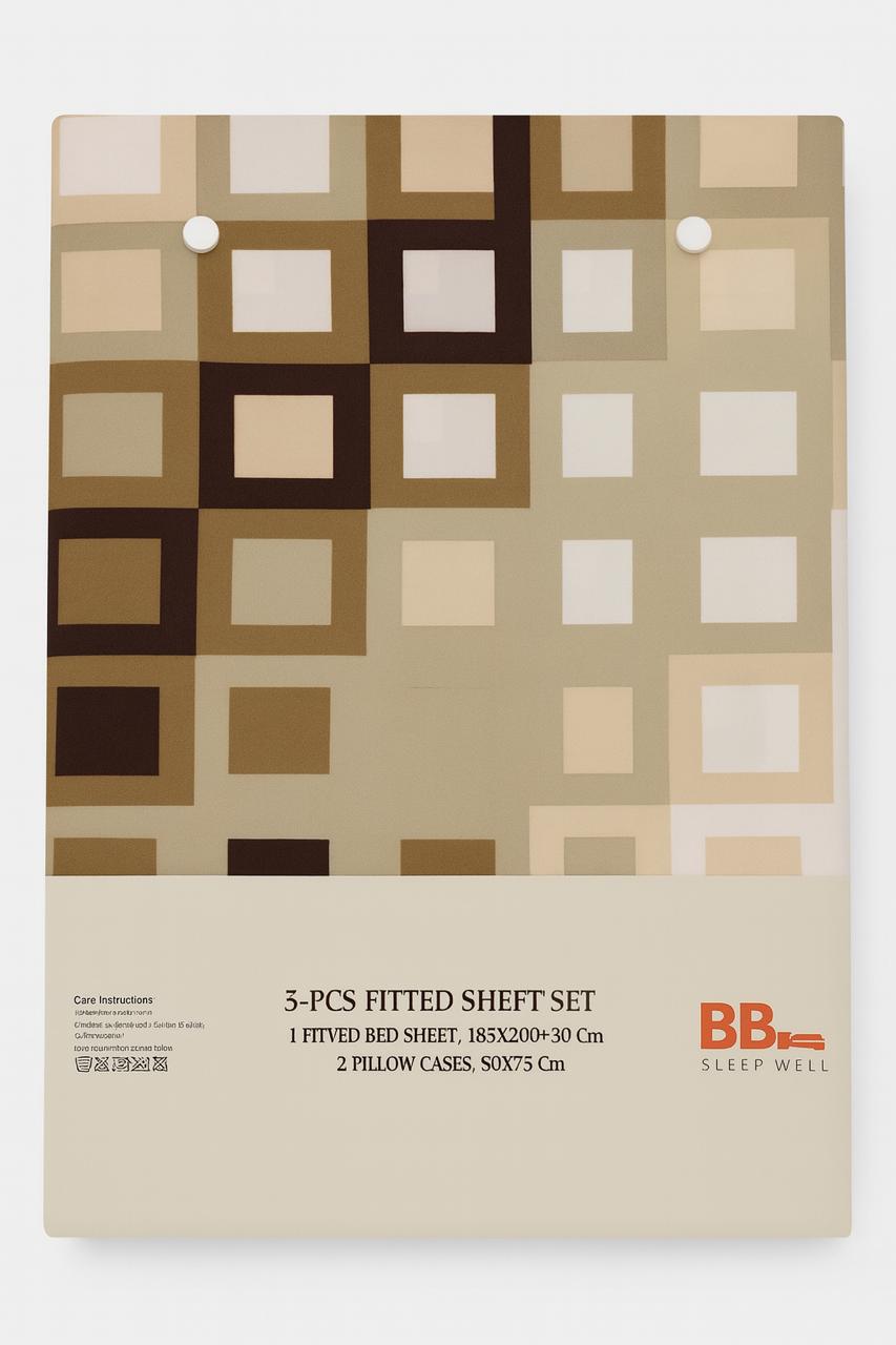 Feather Gold – Premium 3-Piece Fitted Bedsheet Set King Size