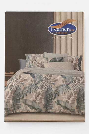 Feather Gold – Premium 3-Piece Fitted Bedsheet Set King Size