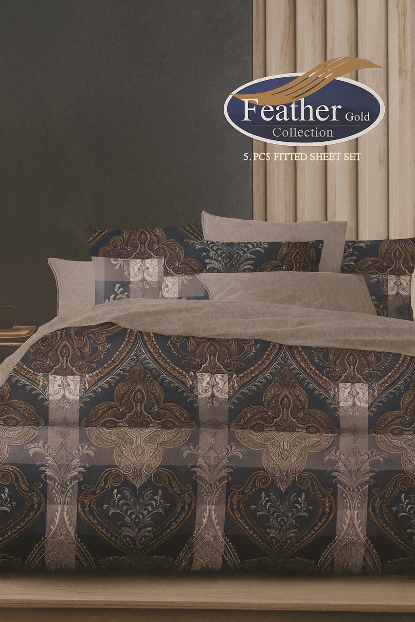 Feather Gold – Premium 3-Piece Fitted Bedsheet Set King Size