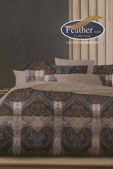 Feather Gold – Premium 3-Piece Fitted Bedsheet Set King Size