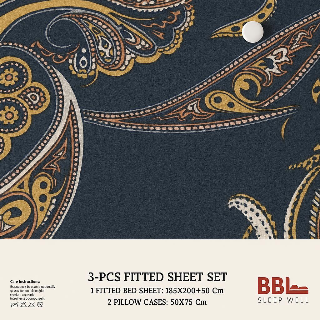 Feather Gold – Premium 3-Piece Fitted Bedsheet Set King Size