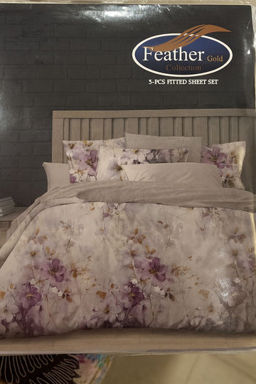 Feather Gold – Premium 3-Piece Fitted Bedsheet Set King Size