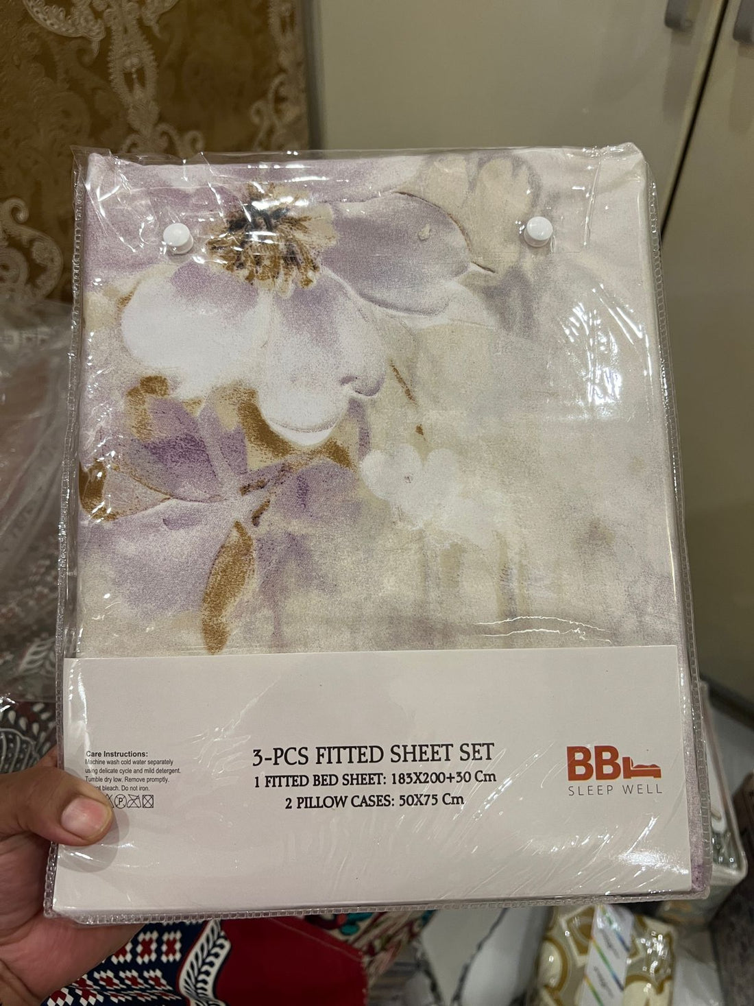 Feather Gold – Premium 3-Piece Fitted Bedsheet Set King Size