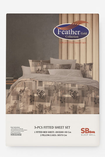 Feather Gold – Premium 3-Piece Fitted Bedsheet Set King Size
