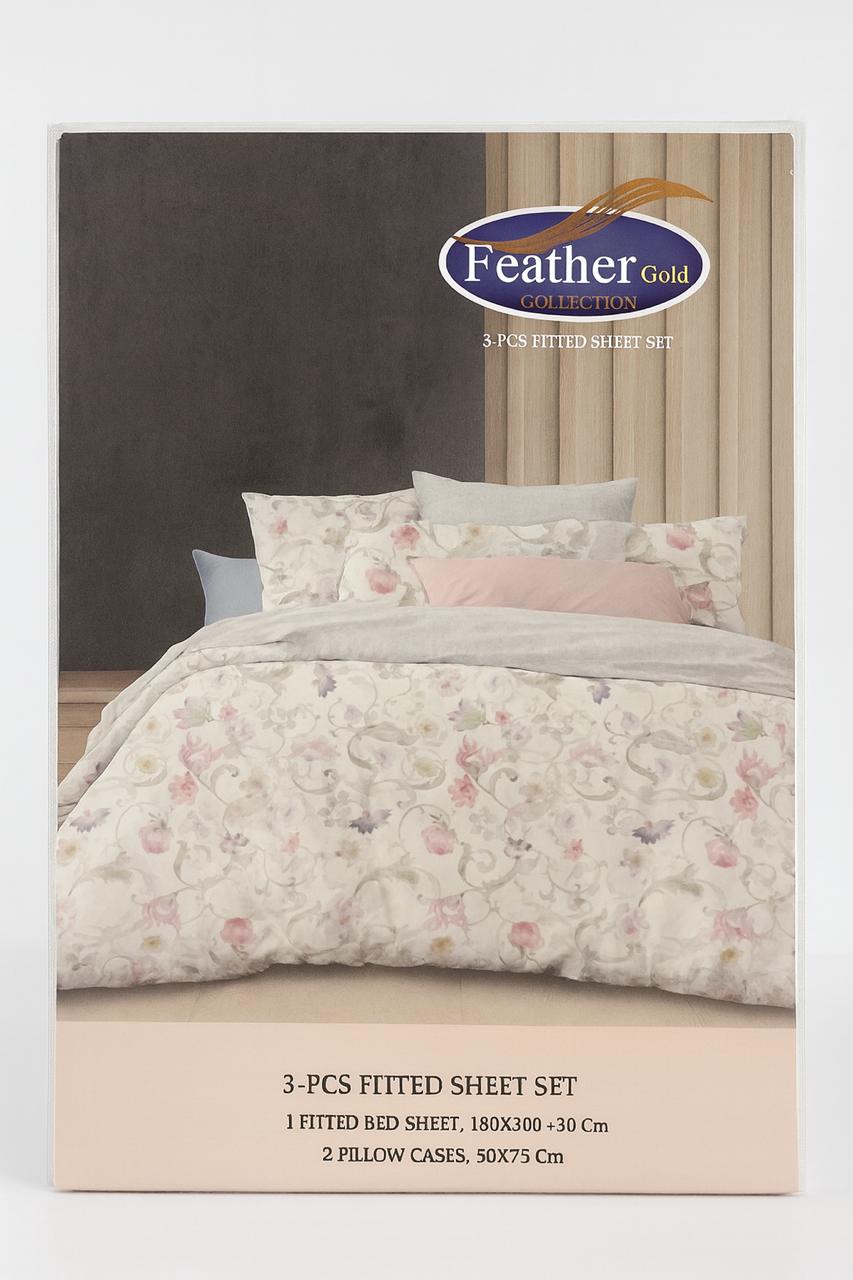 Feather Gold – Premium 3-Piece Fitted Bedsheet Set King Size