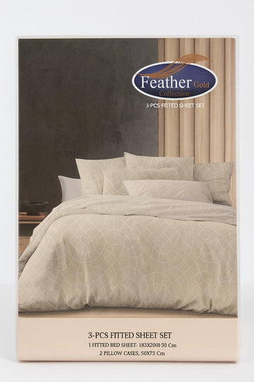 Feather Gold – Premium 3-Piece Fitted Bedsheet Set King Size