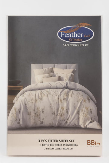Feather Gold – Premium 3-Piece Fitted Bedsheet Set King Size