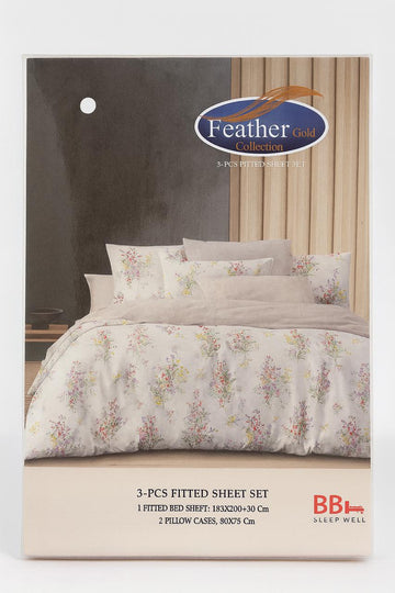 Feather Gold – Premium 3-Piece Fitted Bedsheet Set King Size