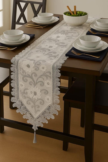 Luxury Embroidered Lace Table Runner