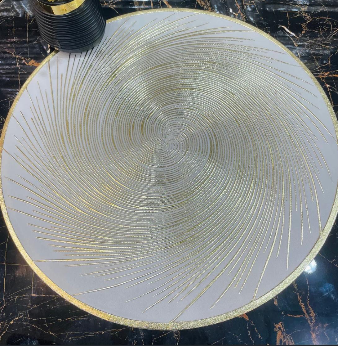 6pcs White & Golden Plastic Table Mats