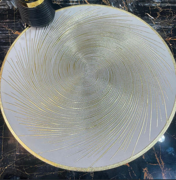6pcs White & Golden Plastic Table Mats