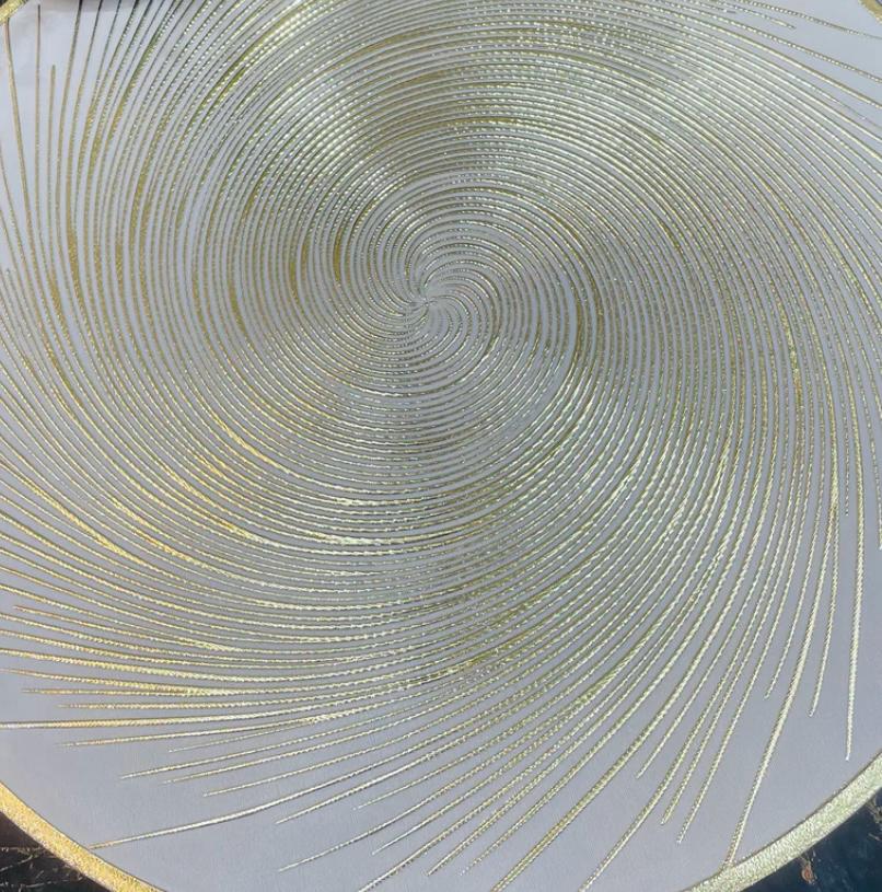 6pcs White & Golden Plastic Table Mats
