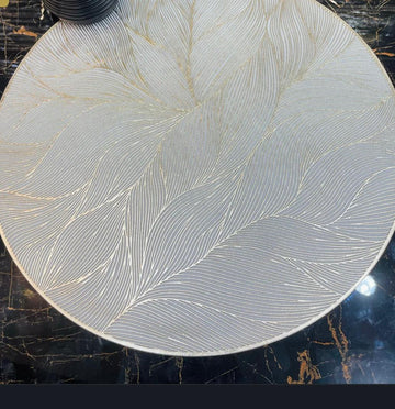 6pcs White & Golden Plastic Table Mats