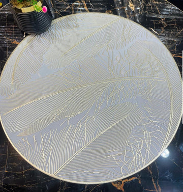 6pcs White &Golden Plastic Table Mats