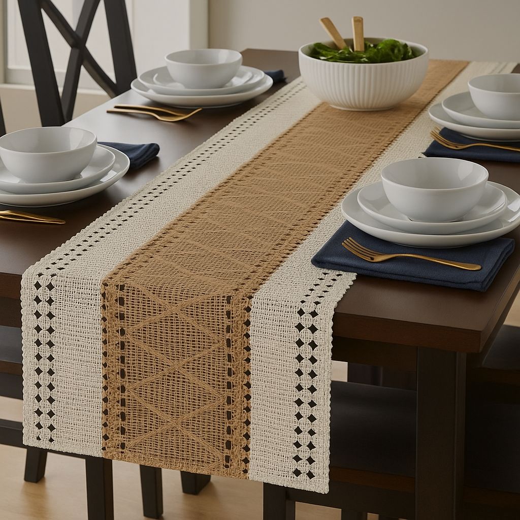 Rustic Woven Lace Table Runner – 72 Inches